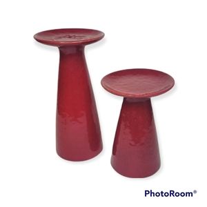 Crate and Barrel pillar candle holder set of 2